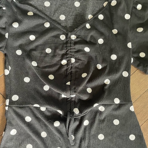 H&M divided t-shirt mini dress size small in black with white polkadots - Picture 4 of 4